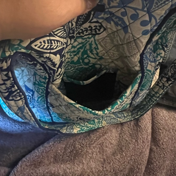 Vera Bradley Blue and Green Leafy Tote - Picture 4 of 5